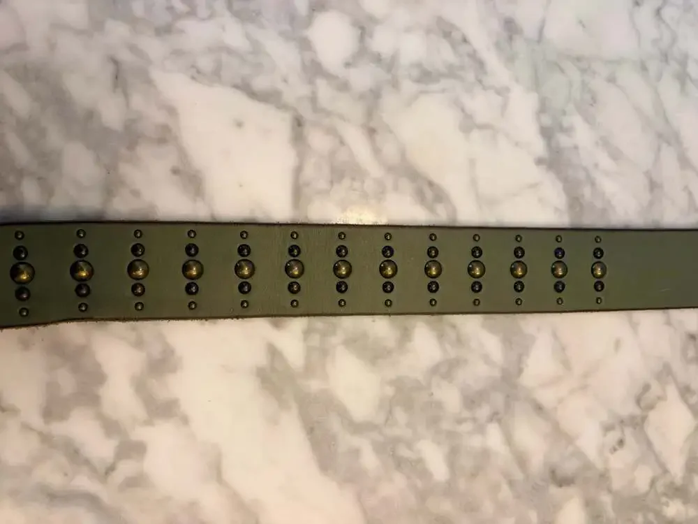 Talbots Olive Green Genuine Leather Studded Belt - Picture 4 of 8